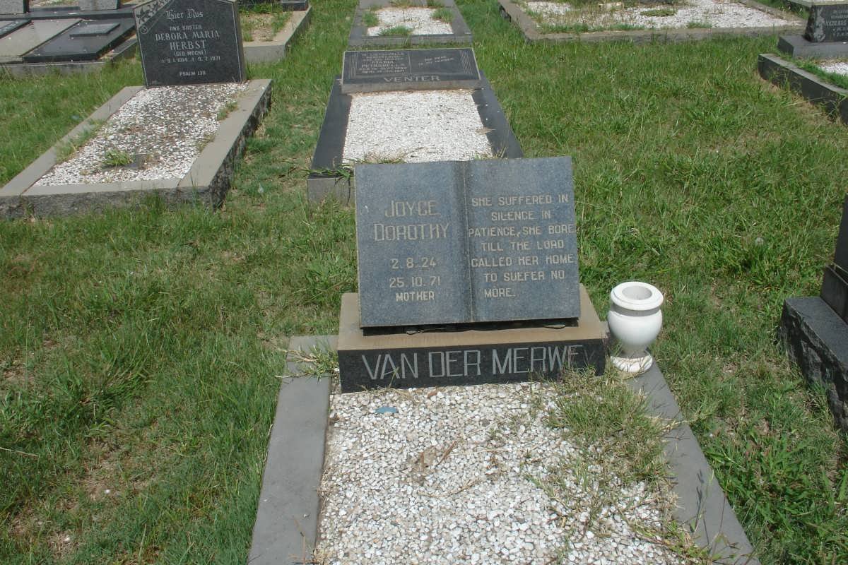 MERWE Joyce Dorothea, van der 1924-1971