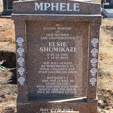 MPHELE Elsie Shumikazi 1925-2010