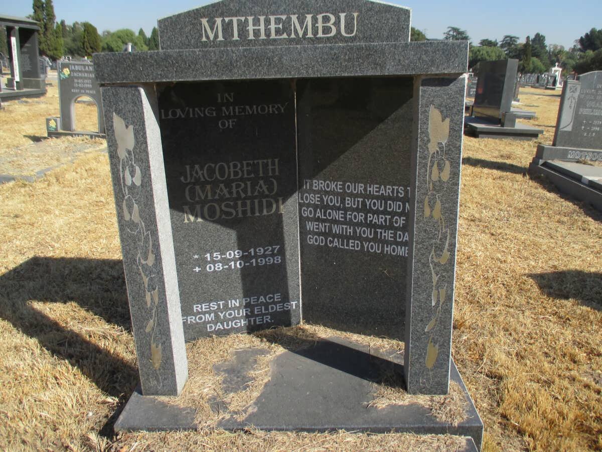 MTHEMBU Jacobeth Moshidi 1927-1998
