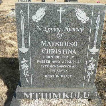 MTHIMKULU Matsidiso Christina 1929-2003