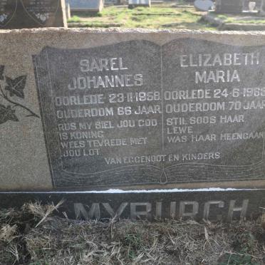 MYBURGH Sarel Johannes -1958 &amp; Elizabeth Maria -1963