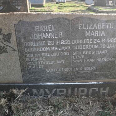 MYBURGH Sarel Johannes -1958 &amp; Elizabeth Maria -1963