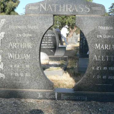 NATHRASS Arthur William 1916-1983 &amp; Maria Aletta 1922-2001