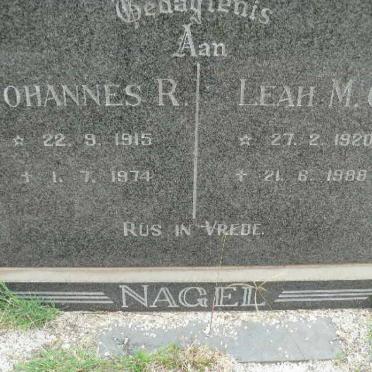 NAGEL Johannes R. 1915-1974 &amp; Leah M.C. 1920-1988