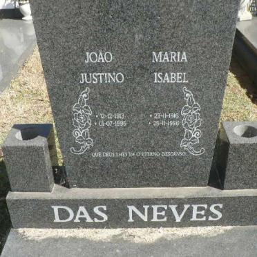 NEVES Joäo Justino, das 1913-1995 &amp; Maria Isabel 1916-1996