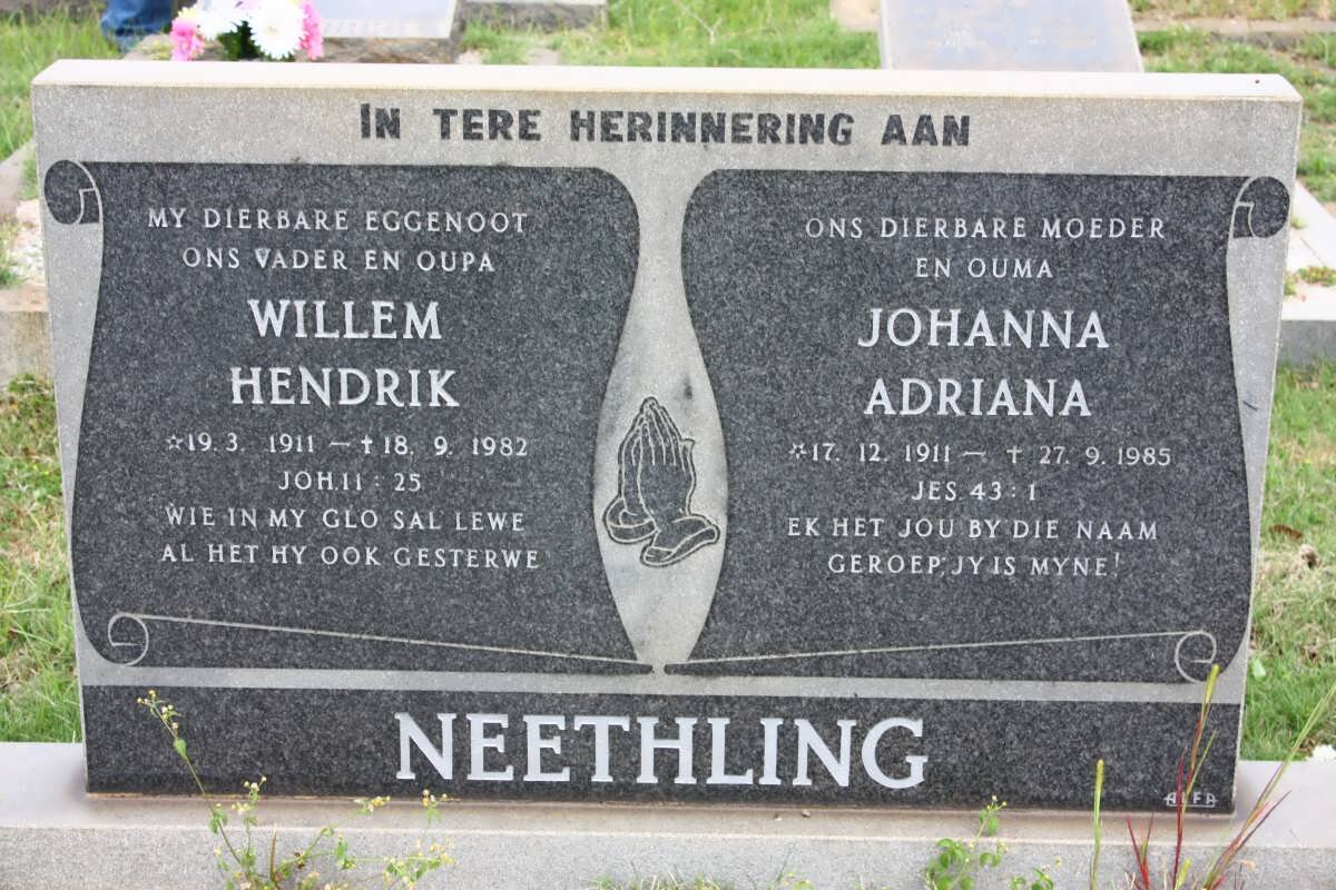 NEETHLING Willem Hendrik 1911-1982 &amp; Johanna Adriana 1911-1985