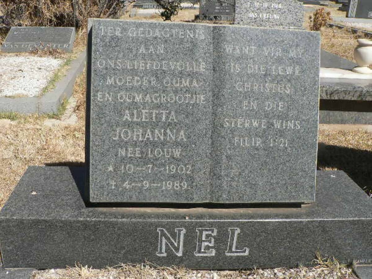 NEL Aletta Johanna nee LOUW 1902-1989