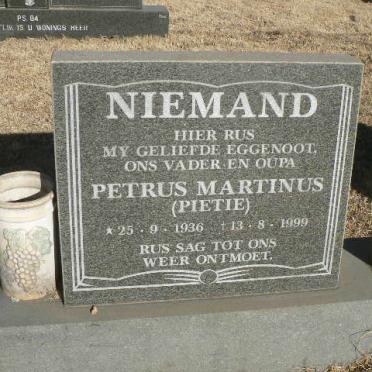 NIEMAND Petrus Martinus 1936-1999