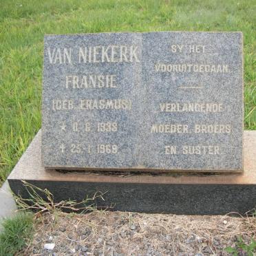 NIEKERK Fransie, van nee ERASMUS 1938-1969