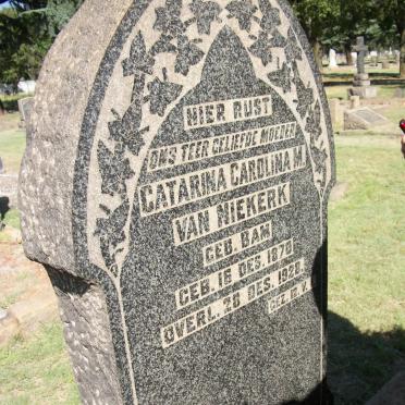 NIEKERK Catharina Carolina M., van nee BAM 1870-1928