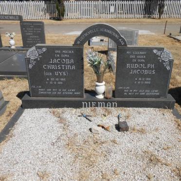NIEMAN Rudolph Jacobus 1915-1982 &amp; Jacoba Christina UYS 1915-1991