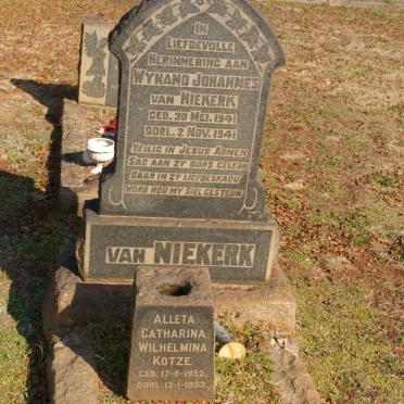 NIEKERK Wynand Johannes, van 1941-1941:: KOTZE Alleta Catharina Wilhelmina 1952-1953