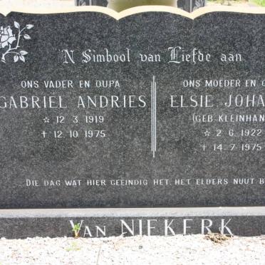 NIEKERK Gabriël Andries, van 1919-1975 &amp; Elsie Johanna KLEINHANS 1922-1975