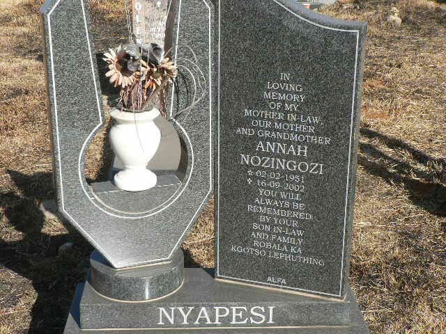 NYAPESI Annah Nozingozi 1951-2002