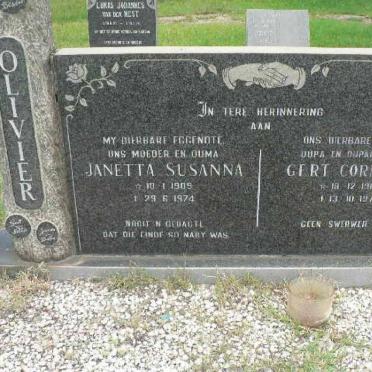 OLIVIER Gert Cornelus 1904-1975 &amp; Janetta Susanna 1909-1974