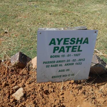 PATEL Ayesha 1927-2012