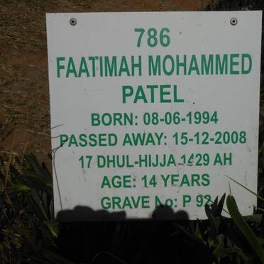 PATEL Faatimah Mohammed 1994-2008