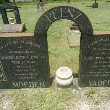 PEENZ Daniel Christoffel 1884-1950 &amp; Theunsina Jacoba Petronella BOTHA 1888-1953