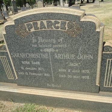 PEARCE Arthur John 1873-1925 &amp; Sarah Christina BABB 1871-1951