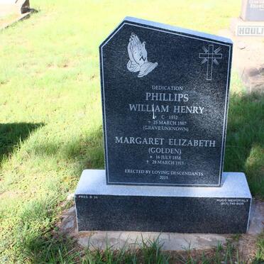 PHILLIPS William Henry 1852-1887 &amp; Margaret Elizabeth GOLDEN 1858-1915