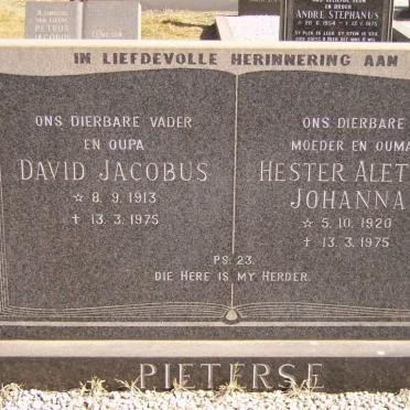 PIETERSE David Jacobus 1913-1975 &amp; Hester Aletta Johanna 1920-1975
