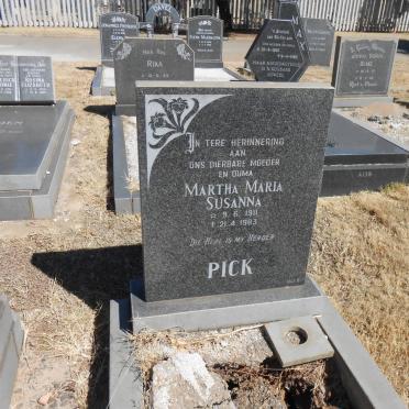 PICK Martha Maria Susanna 1911-1983