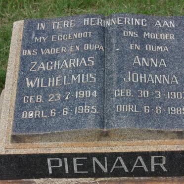 PIENAAR Zacharias Wilhelmus 1904-1965 &amp; Anna Johanna 1903-1985