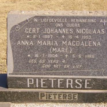 PIETERSE Gert Johannes Nicolaas 1897-1953 &amp; Anna Maria Magdalena MARé 1904-1986