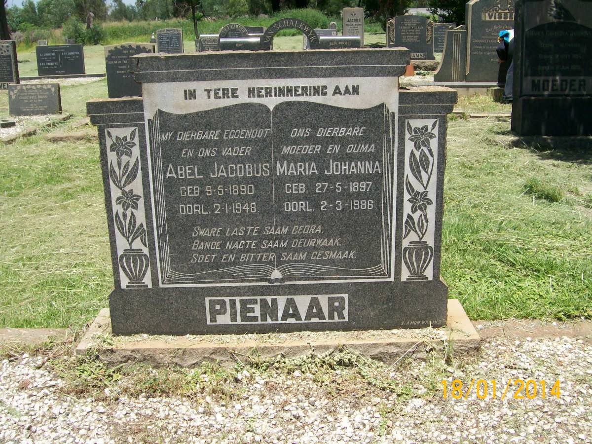 PIENAAR Abel Jacobus 1890-1948 &amp; Maria Johanna 1897-1986