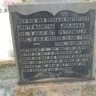 PLOOY Judith Magritha, du 1927-1935 :: DU PLOOY Johanna Petronella 1929-1935