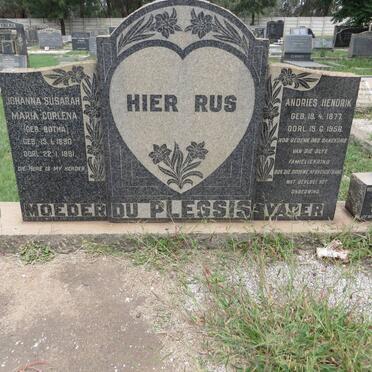 PLESSIS Andries Hendrik, du 1877-1958 &amp; Johanna Susarah Maria Corlena BOTHA 1890-1981