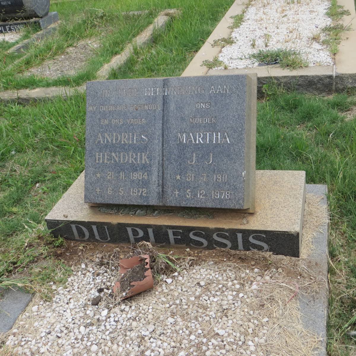 PLESSIS Andries Hendrik, du 1904-1972 &amp; Martha J.J. 1911-1978
