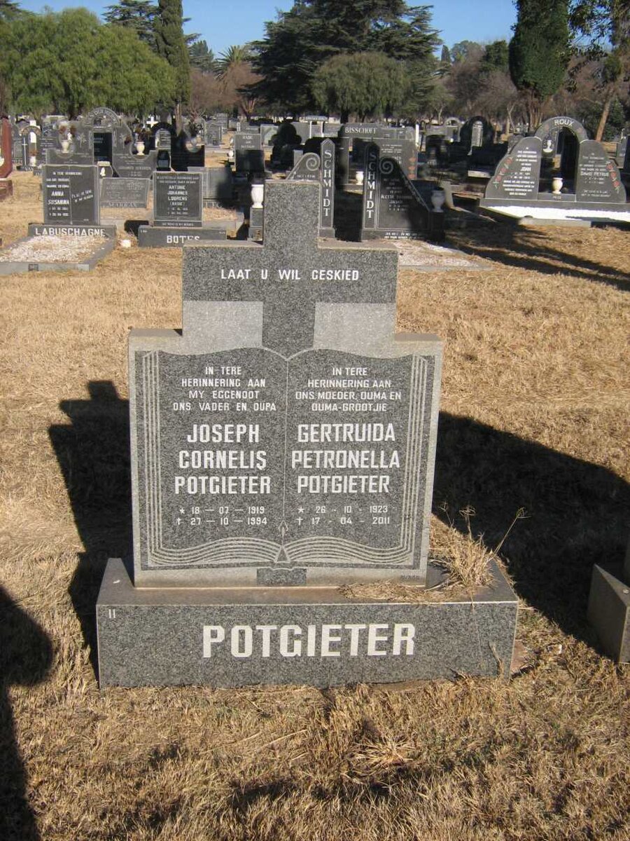 POTGIETER Joseph Cornelis 1919-1994 &amp; Gertruida Petronella 1923-2011