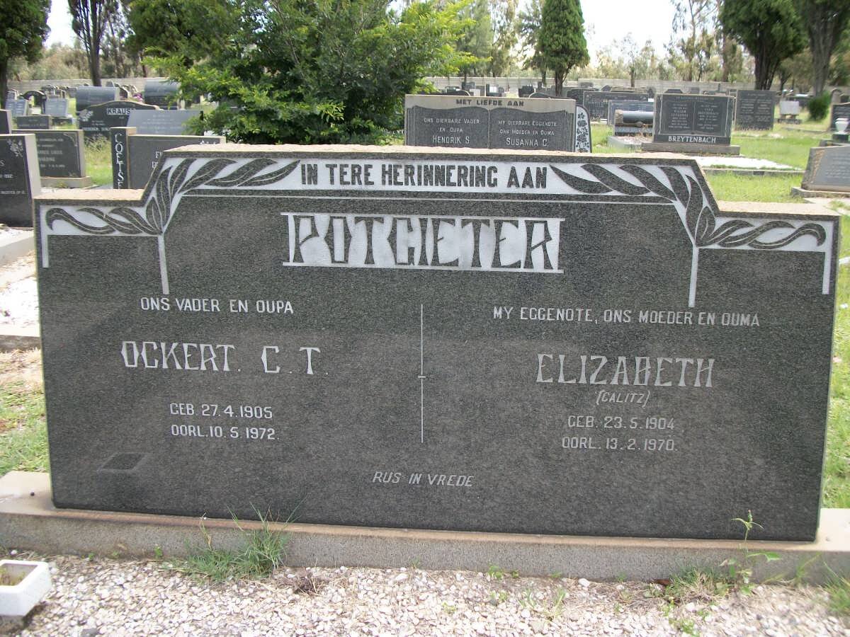 POTGIETER Ockert C.T. 1905-1972 &amp; Elizabeth CALITZ 1904-1970