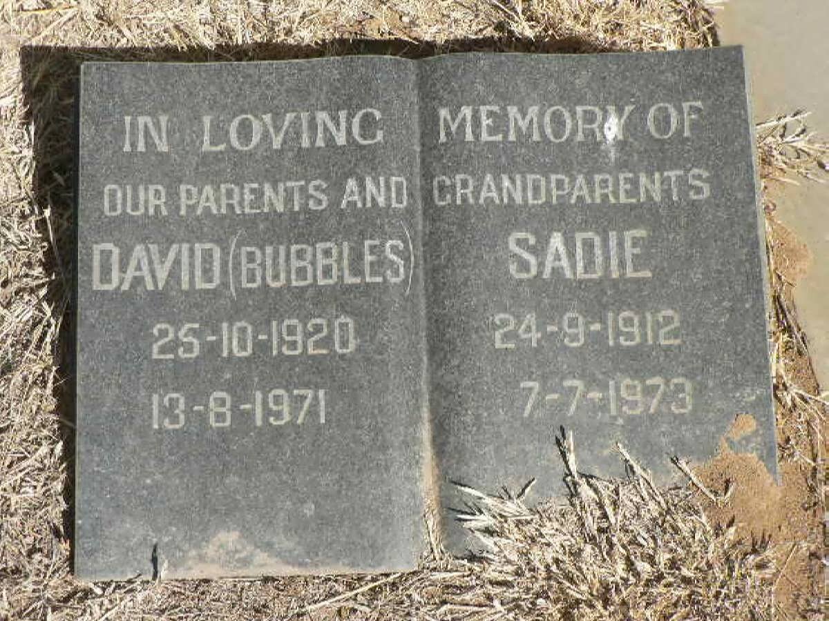 POULTON David 1920-1971 &amp; Sadie 1912-1973