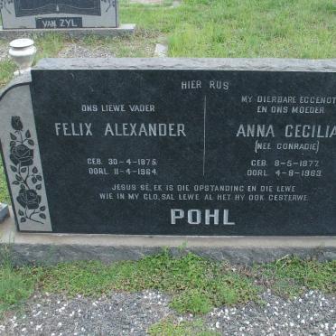 POHL Felix Alexander 1875-1964 &amp; Anna Cecilia CONRADIE 1877-1963