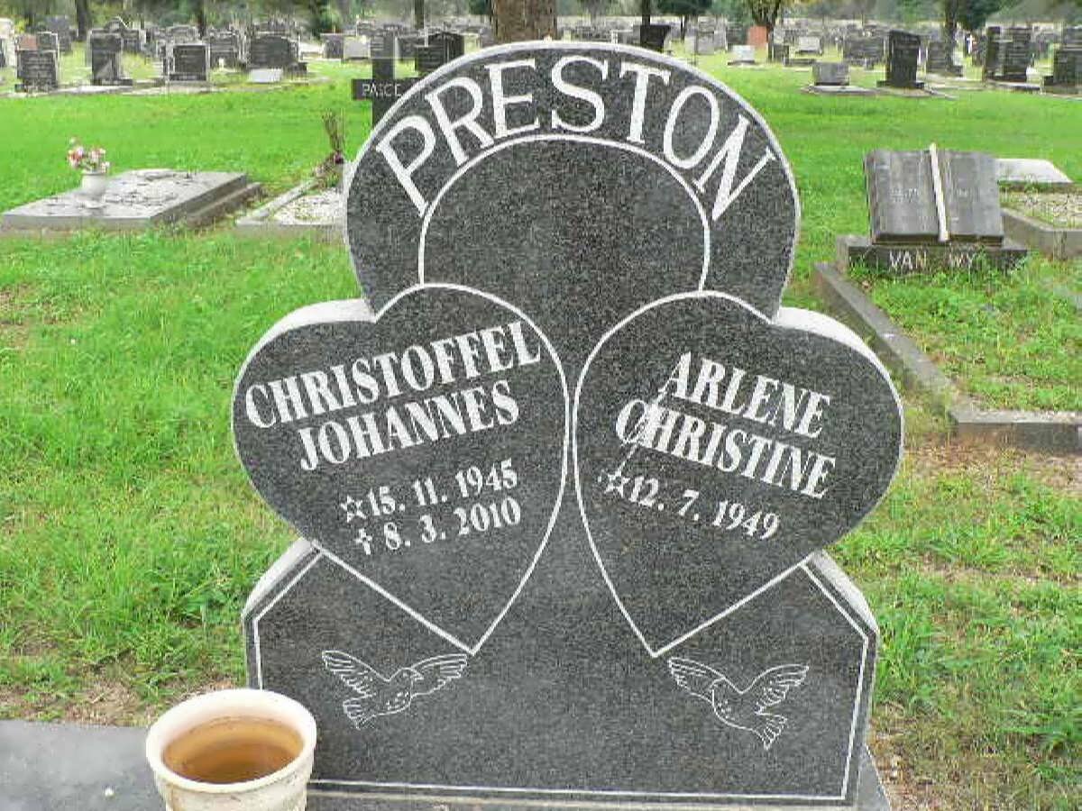 PRESTON Christoffel Johannes 1945-2010 &amp; Arlene Christine 1949-