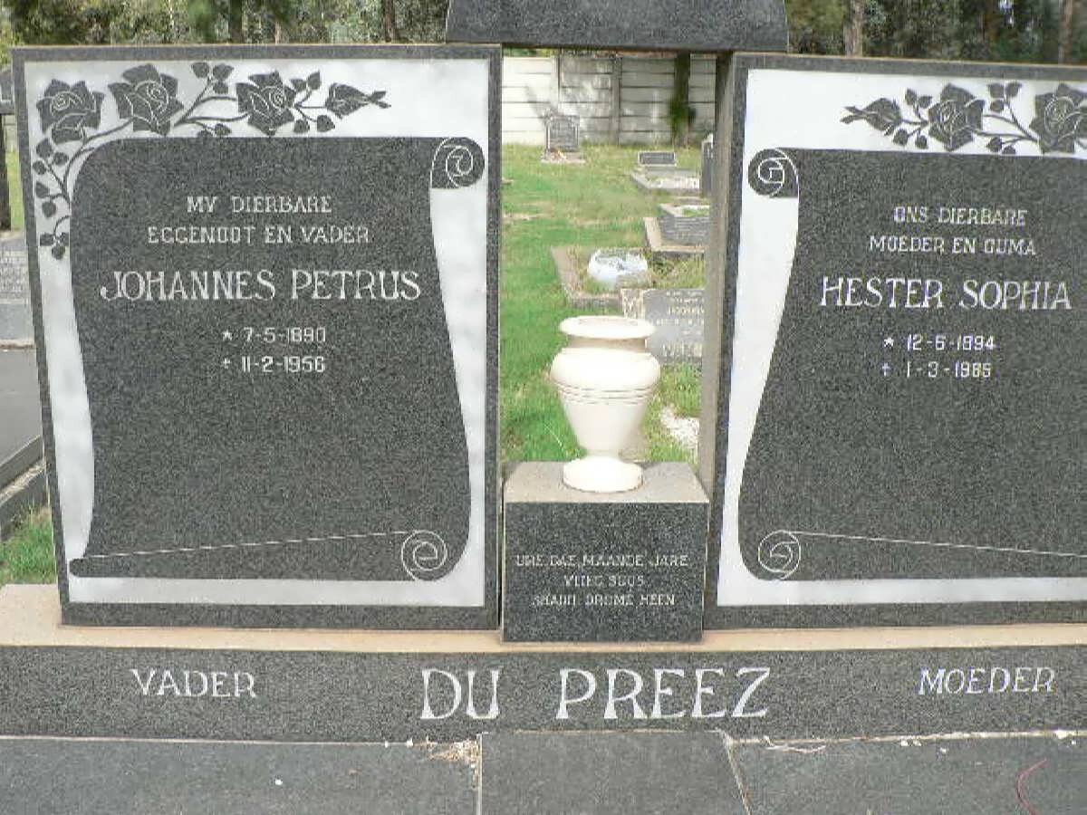 PREEZ Johannes Petrus, du 1890-1956 &amp; Hester Sophia 1894-1985