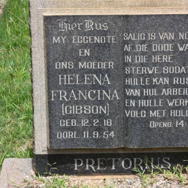 PRETORIUS Helena Francina nee GIBSON 1916-1954