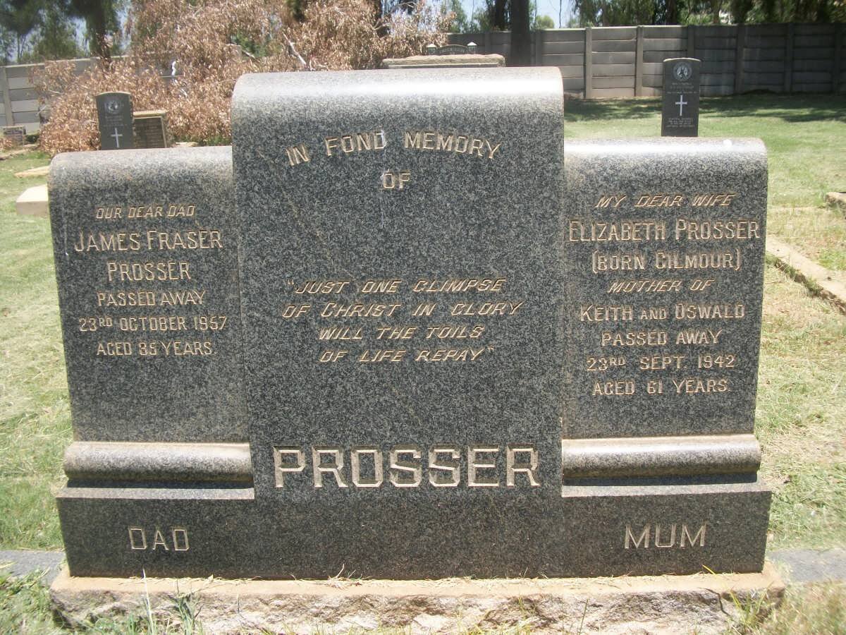 PROSSER James Fraser -1957 &amp; Elizabeth GILMOUR -1942