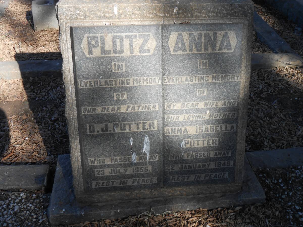 PUTTER D.J. -1955 &amp; Anna Isabella -1949