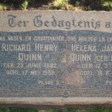QUINN Richard Henry 1882-1959 &amp; Helena Jacomina BEUKES 1882-1967