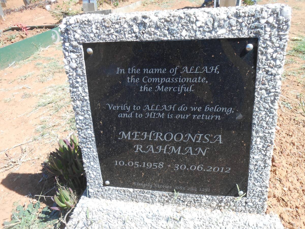 RAHMAN Mehroonisa 1958-2012