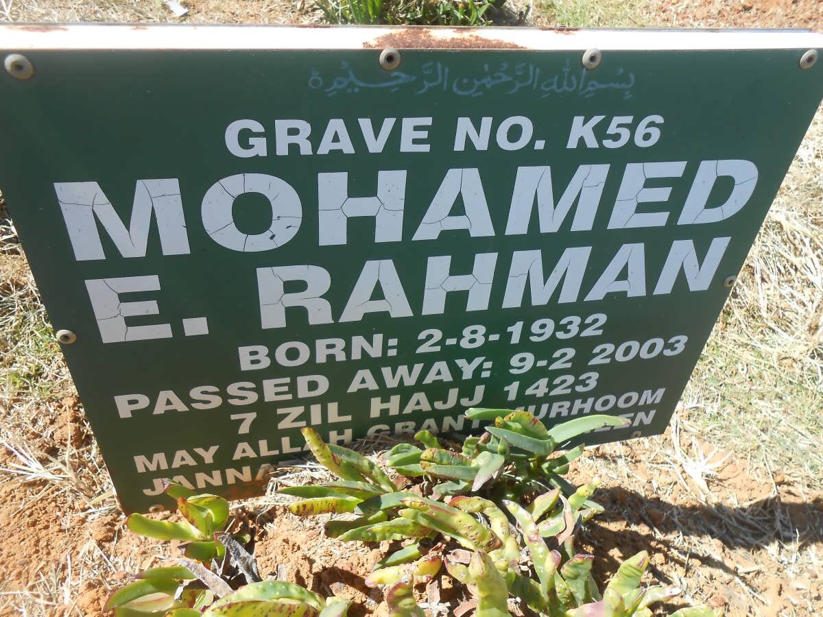 RAHMAN Mohamed E. 1932-2003