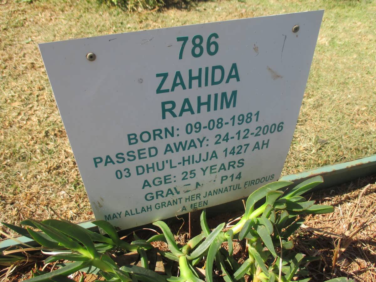 RAHIM Zahida 1981 - 2006
