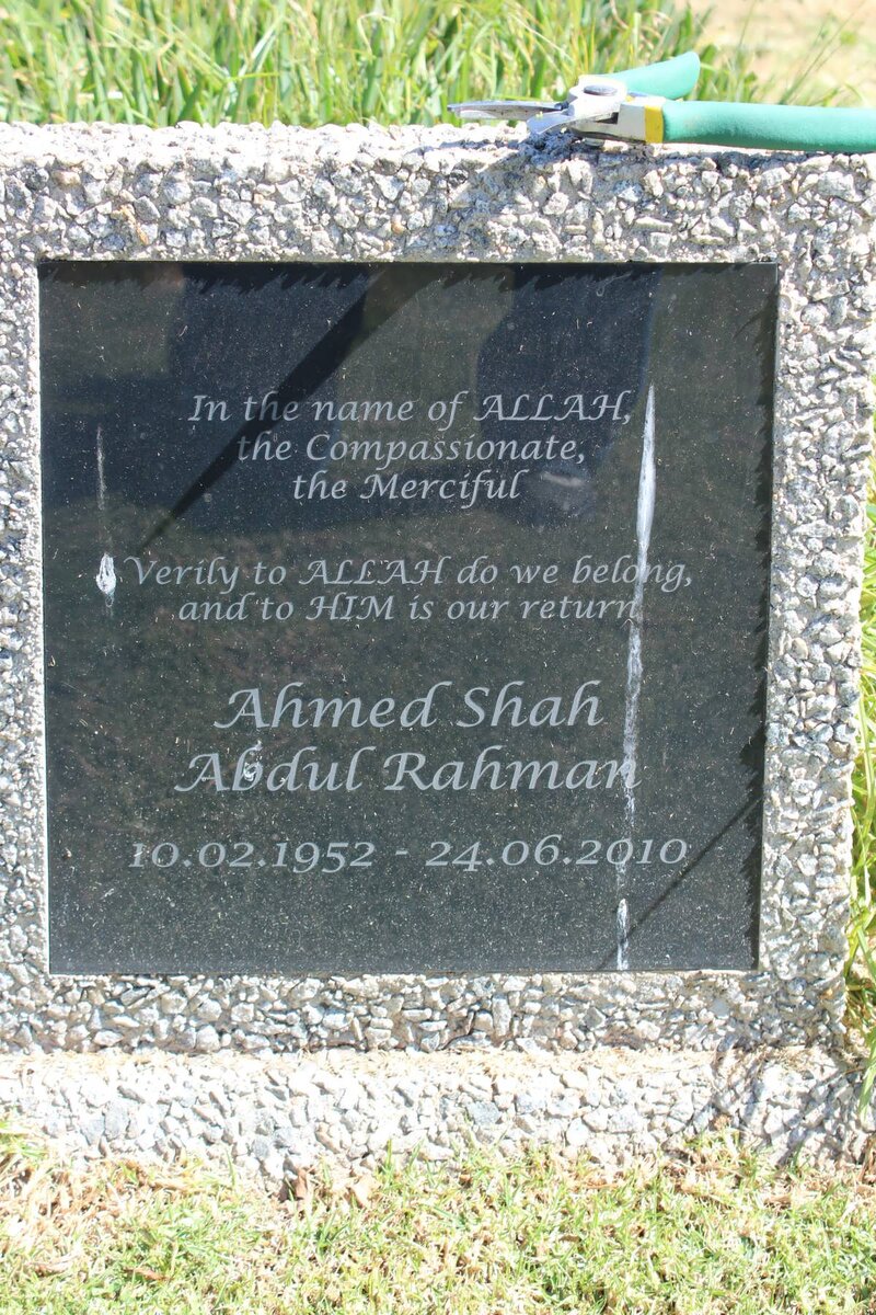 RAHMAN Ahmed Shah Abdul 1952-2010