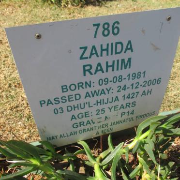 RAHIM Zahida 1981 - 2006