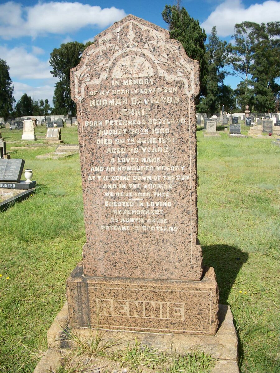 RENNIE Norman Davidson 1900-1921