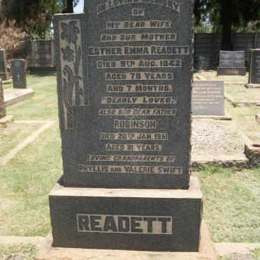 READETT Robinson -1951 &amp; Esther Emma -1942