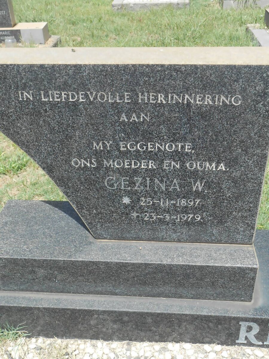 REDELINGHUYS Gezina W. 1897-1979